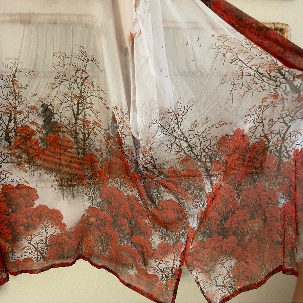 CCC Sheer Open Kimono Cardigan Asian Art To Wear Nature One Size READ B32 - Picture 8 of 14